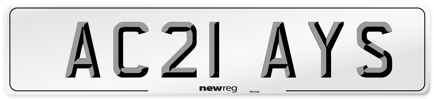 AC21 AYS Number Plate from New Reg